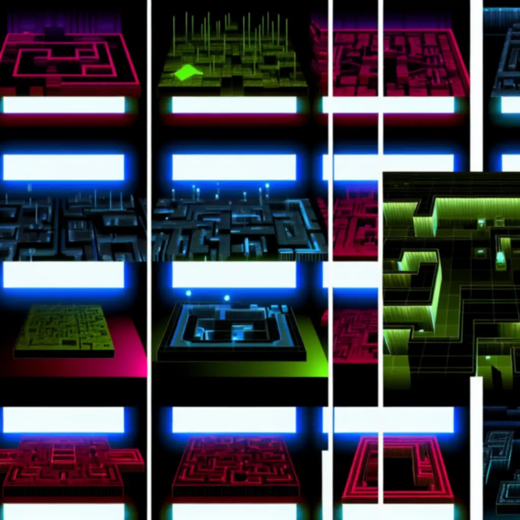 Przegląd neonowej areny w stylu pixel art z gry Crunchyroll: Roto Force